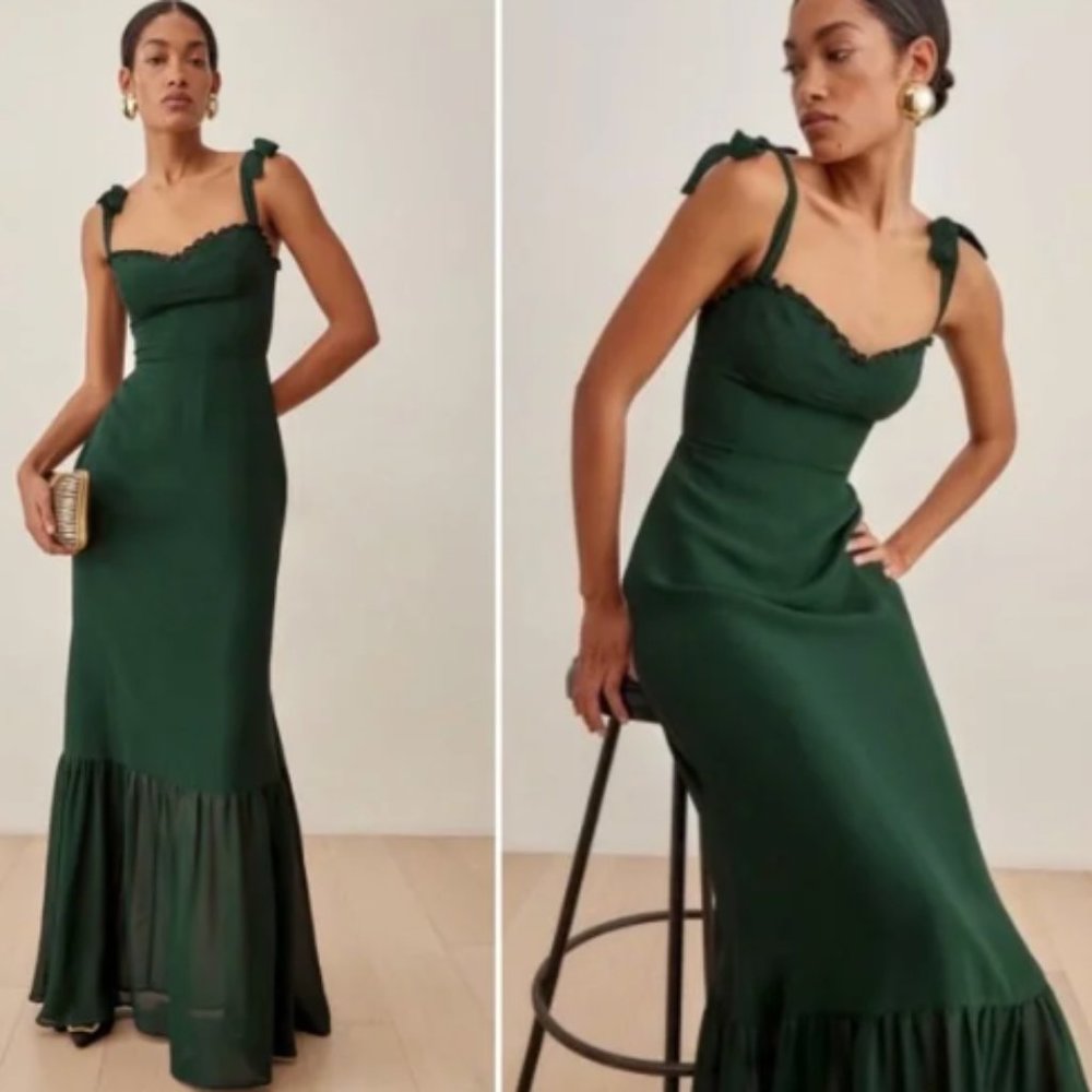 Reformation Jasen Dress in Forest Green Size 2 — only wore once